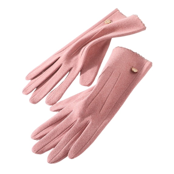 comerut 1 Pair Women Riding Gloves Super Soft Windproof Wear Resistant Solid Color Washable Keep Warm Velvet Fabric Winter Women Full Finger Touch Screen Gloves for Lady