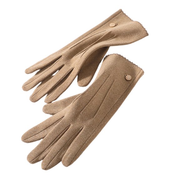 comerut 1 Pair Women Riding Gloves Super Soft Windproof Wear Resistant Solid Color Washable Keep Warm Velvet Fabric Winter Women Full Finger Touch Screen Gloves for Lady