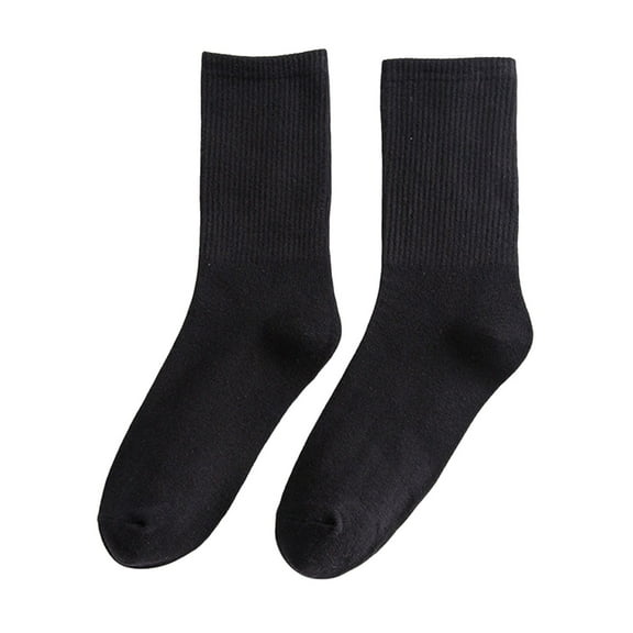 comerut 1 Pair Women Socks Mid-tube Japanese Style Solid Color High Elasticity Anti-slip Thickened Soft Warm Sweat-absorption Anti-shrink Sports Socks