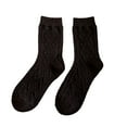 thumbnail image 1 of comerut 1 Pair Women Socks Thick High Elasticity Rhombus Texture Middle Tube Breathable Keep Warm Solid Color Autumn Winter Ladies Thermal Long Socks for Daily Wear, 1 of 8