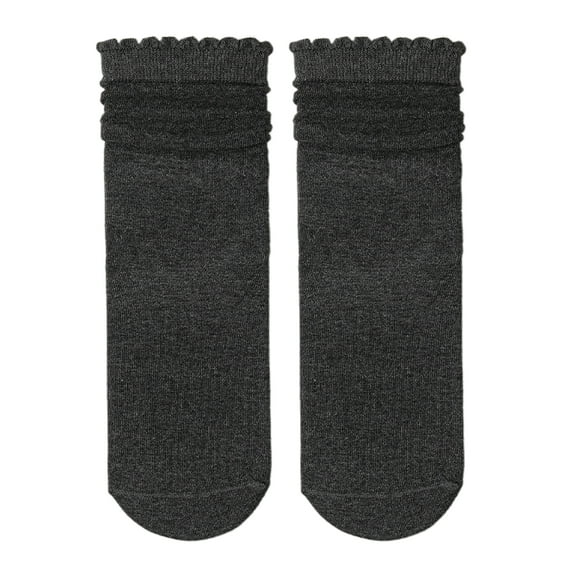 comerut 1 Pair Women Winter Socks Shirring Edge Mid-tube High Elasticity Wrapping Anti-slip Sport Piled Socks Comfort Warmth Sleeping Stockings