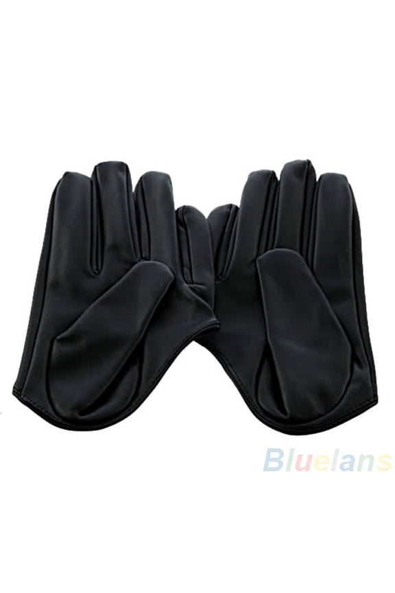 1 Pair Women's Fashion Cool Five Finger Half Palm Faux Leather Soft Gloves Mittens