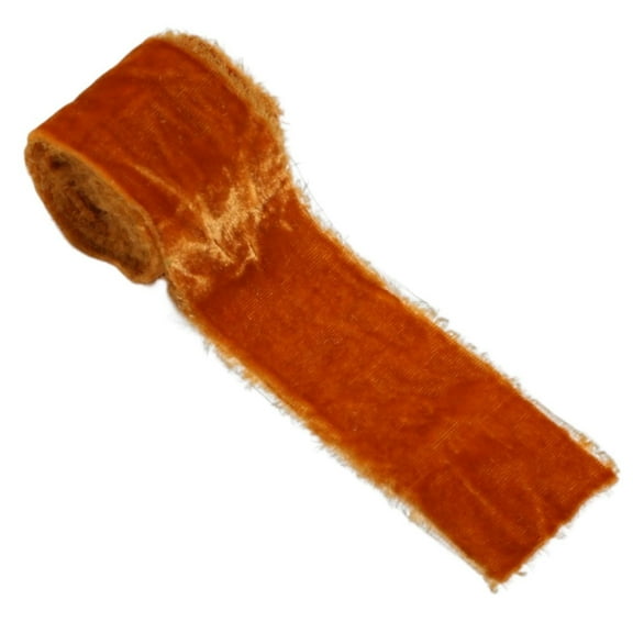 comerut 1 Roll Velvet Ribbon Frayed Edge Solid Color Ribbon Rustic Style Fringe Boho Gift Wrapping Ribbon for Bouquet Xmas Tree