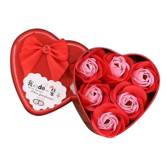 comerut 1 Set Artificial Soap Rose Flower Bear Doll Valentine Day Gift Box Party Decor