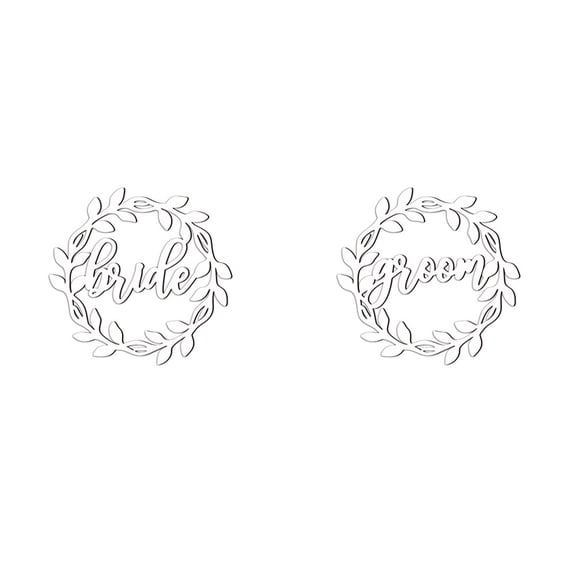 comerut 1 Set Wedding Chair Signs European Style Rustic Wooden Hollow Out Reusable Decorative DIY Bride Groom Chair Back Hanging Signs Party Supplies