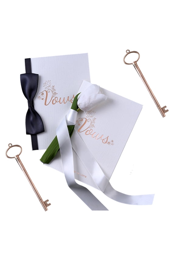 1 Set Wedding Vow Book with Ribbon Gold Foil Lettering Bridal Shower Engagement Ceremony His Hers Vow Card Gift