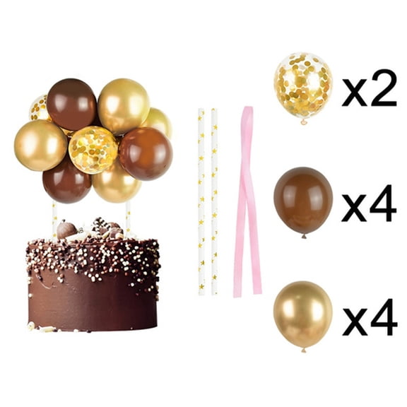 comerut 10Pcs 5Inch Balloons Thick Reusable Emulsion Rose Gold Cake Topper Decoration Balloons for Cakes
