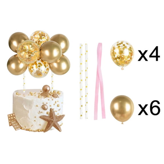 comerut 10Pcs 5Inch Balloons Thick Reusable Emulsion Rose Gold Cake Topper Decoration Balloons for Cakes
