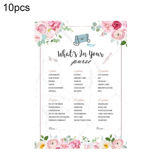 comerut 10Pcs Bridal Game Card Printed Exquisite Workmanship Floral Design Non-fading Reliable Wedding Game Party Supplies
