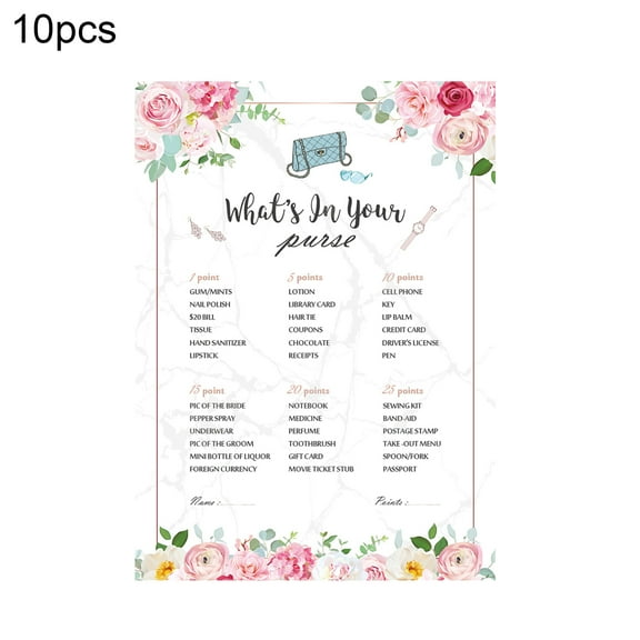 comerut 10Pcs Bridal Game Card Printed Exquisite Workmanship Floral Design Non-fading Reliable Wedding Game Party Supplies