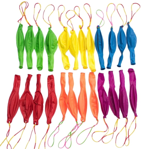 comerut 32Pcs Heavy Duty Latex Balloons Bounce Punching Balloons with Hole Rubber Handle Party Balloons Kids Birthday Party Wedding Decor