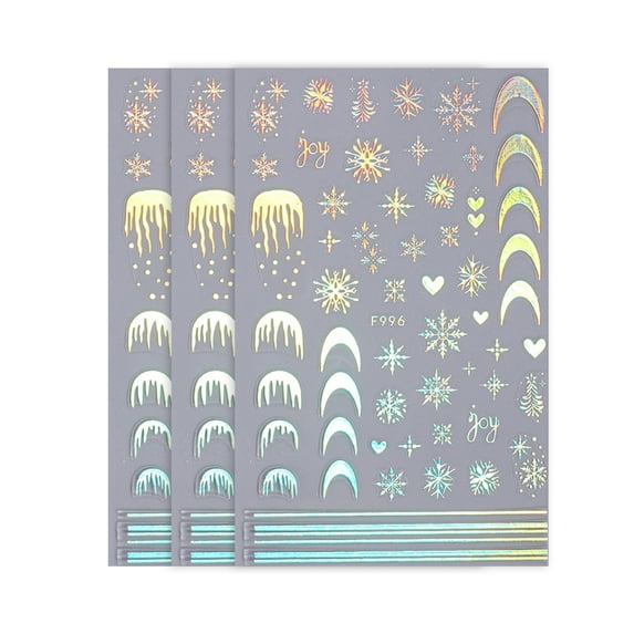 comerut 3Pcs Christmas Nail Stickers Winter Sweater Snowflake Design Self-Adhesive Nail Art Accessories Manicure Supply