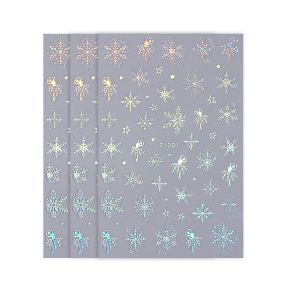 comerut 3Pcs Christmas Nail Stickers Winter Sweater Snowflake Design Self-Adhesive Nail Art Accessories Manicure Supply