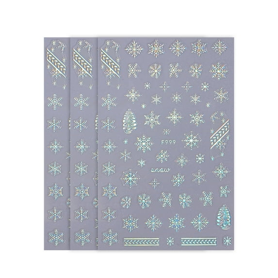 comerut 3Pcs Christmas Nail Stickers Winter Sweater Snowflake Design Self-Adhesive Nail Art Accessories Manicure Supply
