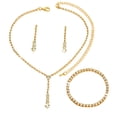 thumbnail image 1 of comerut 3Pcs/Set Women's Jewelry Set Single Row Rhinestone Inlaid Necklaces Earrings Bracelets Hypoallergenic Lightweight Jewels for Christmas Mother's Day Weddings, 1 of 8