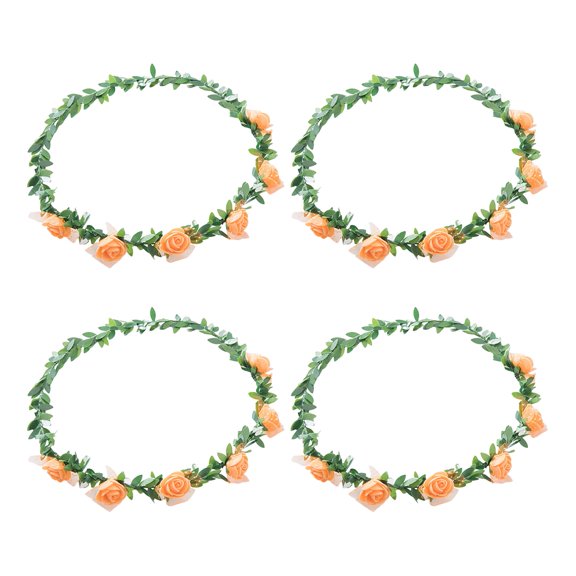 comerut 4Pcs Rose Flower Crown Bride Floral Hair Wreath Headband Garland Headpiece Women Girls Hair Accessories Wedding Party Festival Photo Props