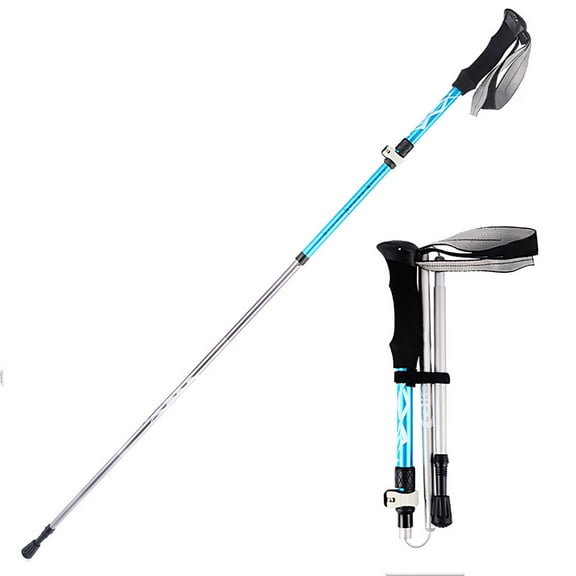 comerut 5 Sections Folding Aluminum Alloy Trekking Pole Lightweight Skiing Walking Stick