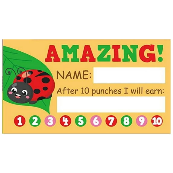 comerut 50Pcs Reward Cards Versatile Motivational Supportive Incentive Decorative Encourage Kids Gift Cartoon Animals Cute Bee Ladybug Designs Punch Cards for School
