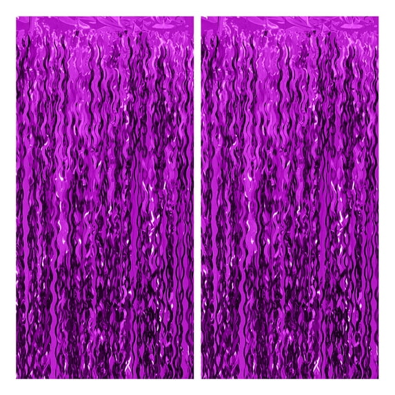 comerut 5Pcs Wavy Tinsel Foil Fringe Curtains Vibrant Color Sparkling Hanging Door Curtains Backdrop Photography Props