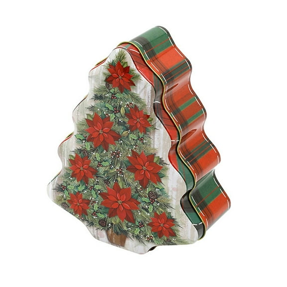 comerut Adorable Cookie Can Corrosion Resistant Metal Christmas Tree-shaped Candy Tin Box for Home