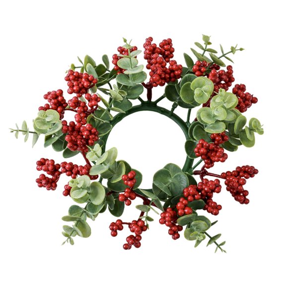 comerut Autumn Candle Rings Artificial Maple Leaves Berries Candle Holder Garland Table Centerpiece for Fall Thanksgiving Halloween Candlestick Decor