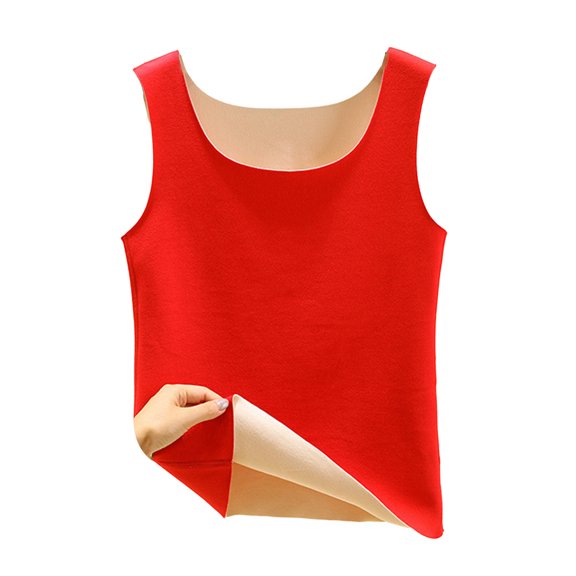 comerut Autumn Winter DE Velvet Thermal Vest O-neck Sleeveless Tank Top Solid Color Seamless Warm Underwear Bottoming Tops