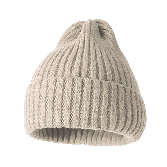 comerut Beanie Hat No Brim Crimping Elastic Comfortable Breathable Keep Warm Solid Color Women Winter Knitted Beanie Cap Wild Accessories