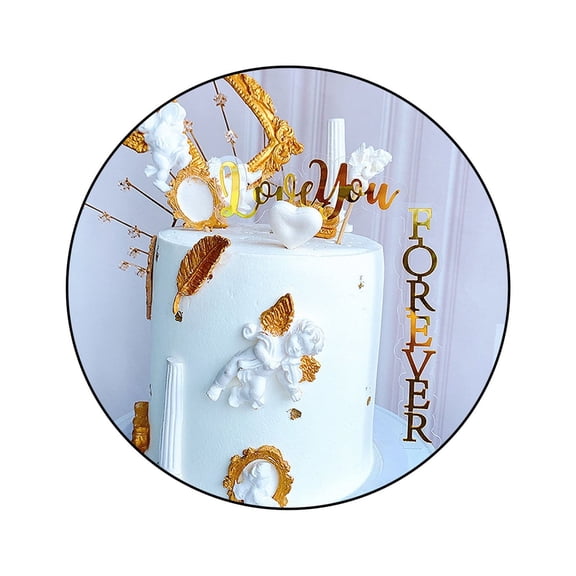 comerut Cake Topper Right-angle Design Non-stick Smooth Surface Beautiful Acrylic Birthday Cake Topper Party Decor