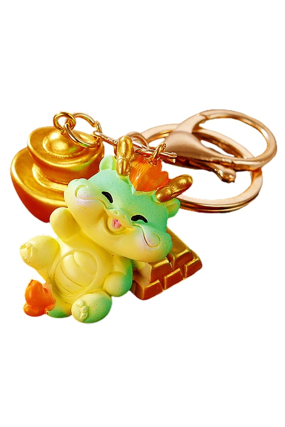 Chinese Style Anime Dragon Keychain Creative Animal Figurine Resin Pendant Year of 2024 Mascot Schoolbag Keyring Charms Christmas New Year Gift for Girls Boys