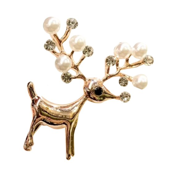 comerut Christmas Brooch Festive Enamel Shiny Colored Rhinestone Faux Pearl Decor Decoration New Year Gifts Xmas Elk Bell Brooch Pin Breastpin Fashion Jewelry Clothes Accessories