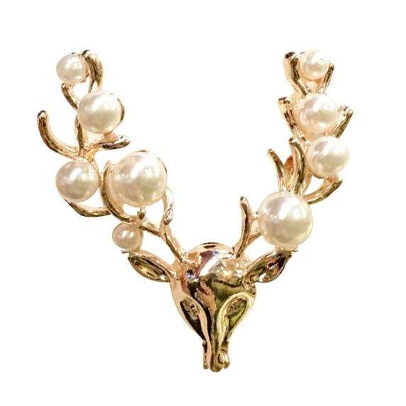 comerut Christmas Brooch Festive Enamel Shiny Colored Rhinestone Faux Pearl Decor Decoration New Year Gifts Xmas Elk Bell Brooch Pin Breastpin Fashion Jewelry Clothes Accessories