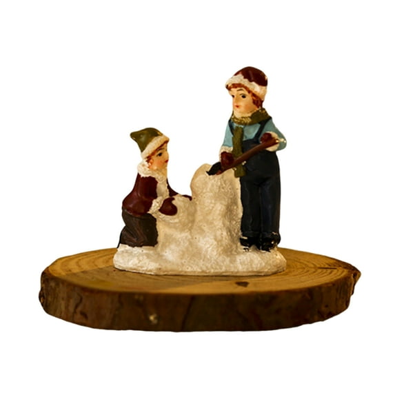 comerut Christmas House Statue with LED Light Realistic Looking Battery-Operated Colorful Resin Mini House Desktop Decoration