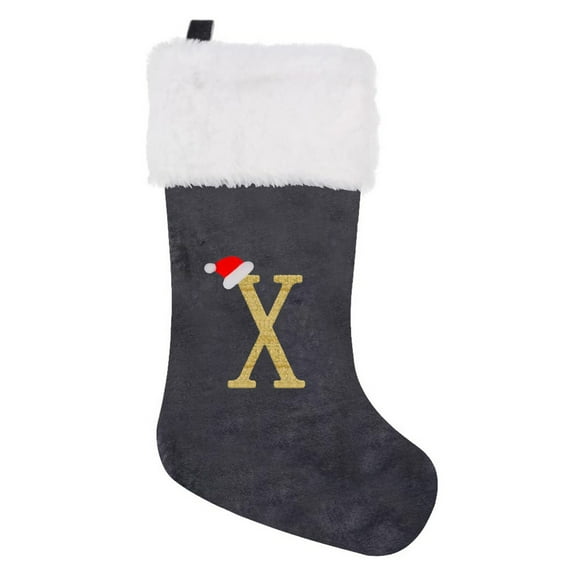comerut Christmas Stocking Knitting Snowflake Letter Large Capacity with Hanging Rope Create Atmosphere Candy-filled Stocking