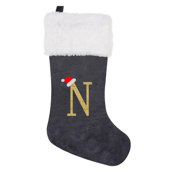 comerut Christmas Stocking Knitting Snowflake Letter Large Capacity with Hanging Rope Create Atmosphere Candy-filled Stocking