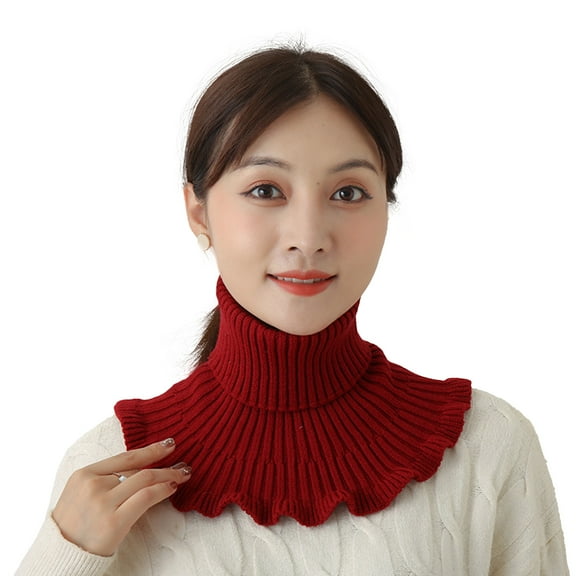 comerut Comfortable Stretchy False Collar Knitted Fabric Practical Warm-keeping Neck Guard for Women