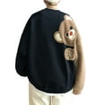 thumbnail image 1 of comerut Couple Sweatshirt Fall Winter Cartoon Bear Round Collar Long Sleeves Casual Loose Oversized Soft Warm Men Women Sport Top, 1 of 7