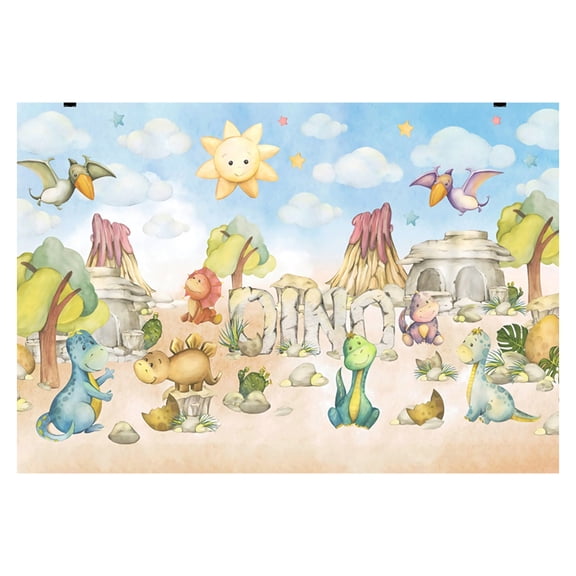 comerut Exquisite Wide Application Backdrop Lightweight 3D Dinosaur Birthday Background Screen for Party