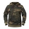 thumbnail image 1 of comerut Fall Winter Men Hoodie Camouflage Print Hooded Drawstring Long Sleeves Elastic Cuff Patch Pocket Color Matching Soft Thick Warm Mid Length Hoodie, 1 of 8
