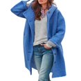 thumbnail image 1 of comerut Fall Winter Women Overcoat Hooded Single-breasted Pockets Long Sleeves Windbreaker Mid Length Thick Warm Windproof Solid Color Loose Daily Wear Coat, 1 of 8