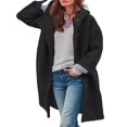 thumbnail image 1 of comerut Fall Winter Women Overcoat Hooded Single-breasted Pockets Long Sleeves Windbreaker Mid Length Thick Warm Windproof Solid Color Loose Daily Wear Coat, 1 of 8