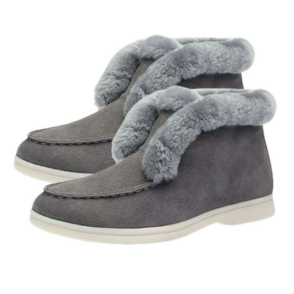 comerut Fashion Winter Plush Warm Anti-Slip Outdoors Bootie Low Heel Women Short Boots