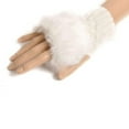 thumbnail image 1 of comerut Fashion Women Faux Rabbit Fur Hand Wrist Warmer Winter Fingerless Knitted Gloves, 1 of 5