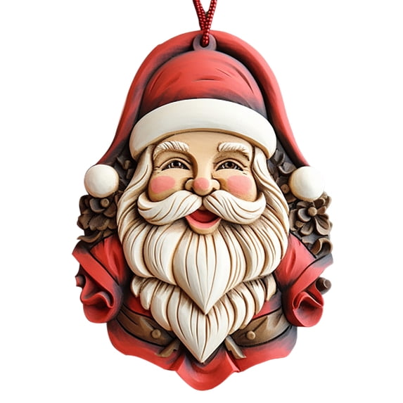 comerut Funny Santa Claus Pendant Adorable Long Beard Fine Workmanship with Hanging Rope Non-fading Christmas Pendant