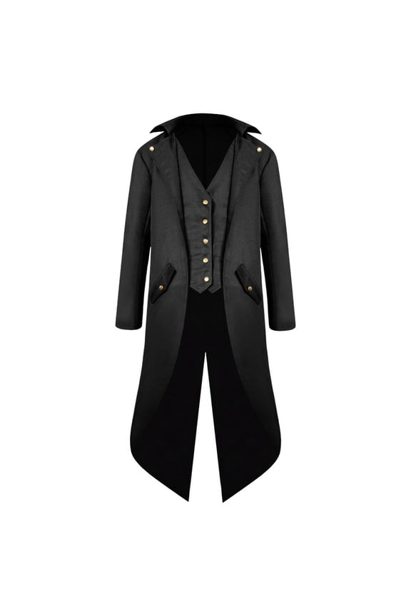 Gentleman Tailcoat Solid Color Long Sleeves Gothic Outerwear Single Breasted Split Tuxedo Coat for Halloween