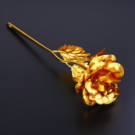 comerut Golden-Color Foil Artificial Rose Flower Long Stem Valentine's Day Lovers Gift
