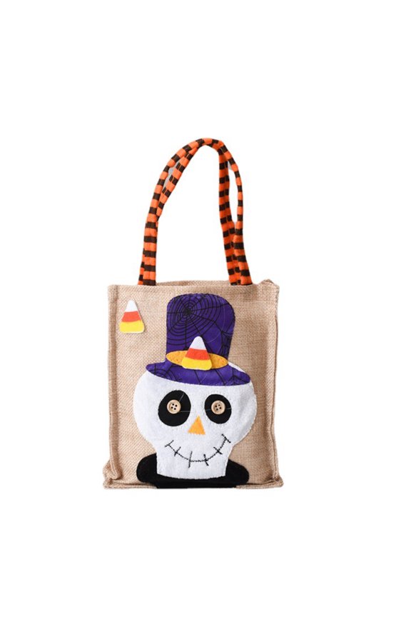 Halloween Candy Bag Reusable Trick or Treat Tote Bag Pumpkin Witch Ghost Printed Halloween Canvas Bag Large Grocery Bag