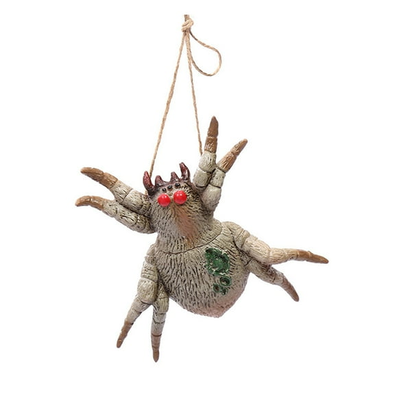 comerut Halloween Pendant Realistic Creepy Hanging Rat Pig Head Spider Bat Decoration Haunted House Prop for Halloween Party