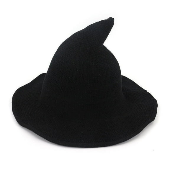 comerut Halloween Witch Hat Elastic Material Unisex Solid Color Sun Protection Foldable Carnival Masquerade Cosplay Performance Wizard Hat