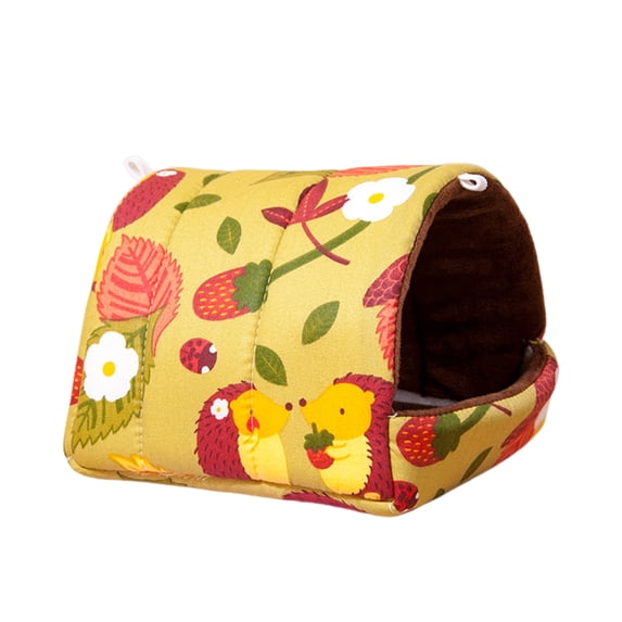 comerut Hamster Nest Cartoon Pattern Warm Comfortable Large Space Guinea Pig Bed House Hideout for Small Animals