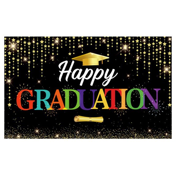 comerut Hanging Banner Clear Printing Polyester Graduation Ceremony Party Decoration Background Cloth School Supplies